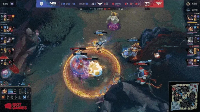 LCK:Keria波比闪现钉AD配合Faker绕后,T1厄塔汗团0换5